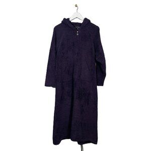 Barefoot Dreams Women Plus Size 1 Purple Robe Cozy Chic Half Zip Pullover Hooded